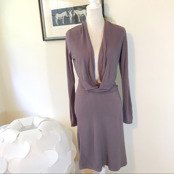 Halston Heritage Dresses & Skirts - Halston plunge cowl cotton Jersey dress Mauve S/M